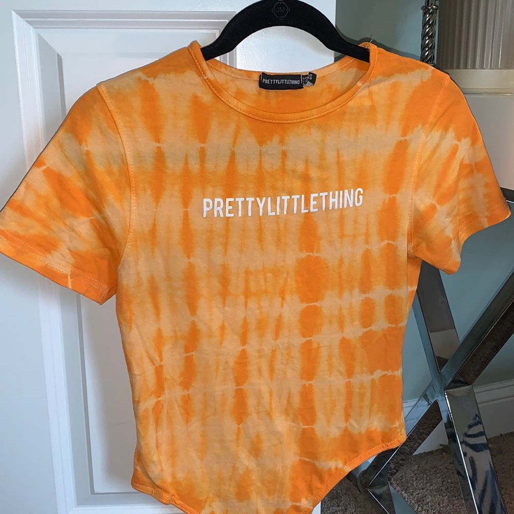 PrettyLittleThing Orange Tie-Dye Bodysuit
